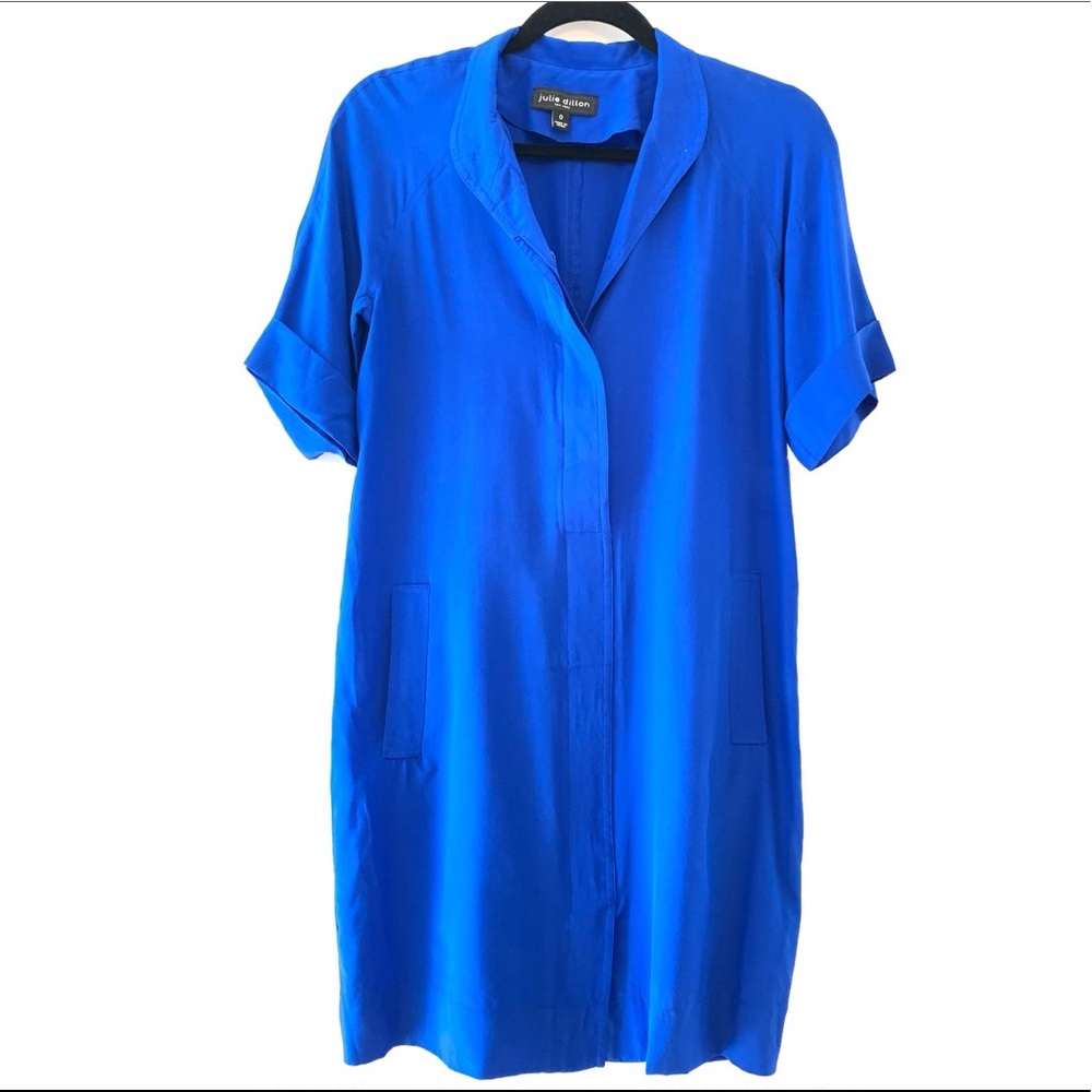 Julie Dillon Silk Blue Tunic Dress W/pockets 0